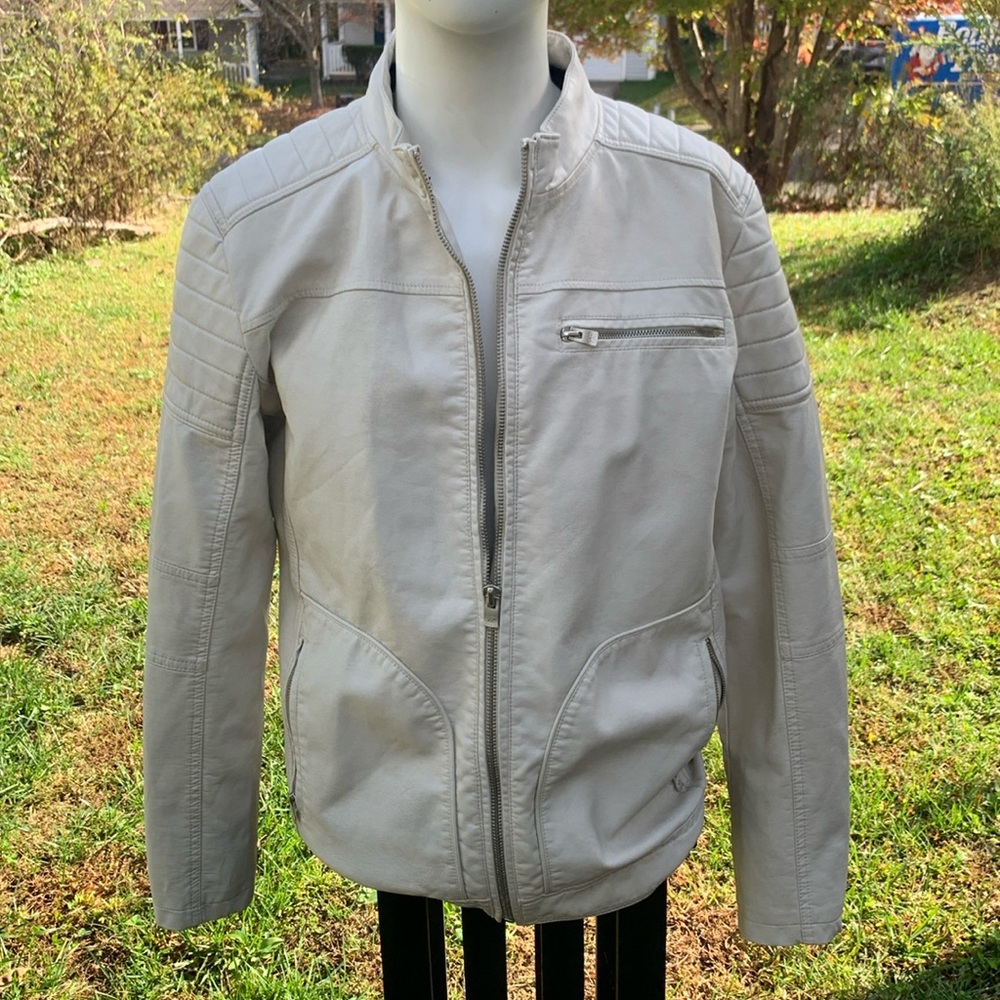 White/ivory Leather Jacket.